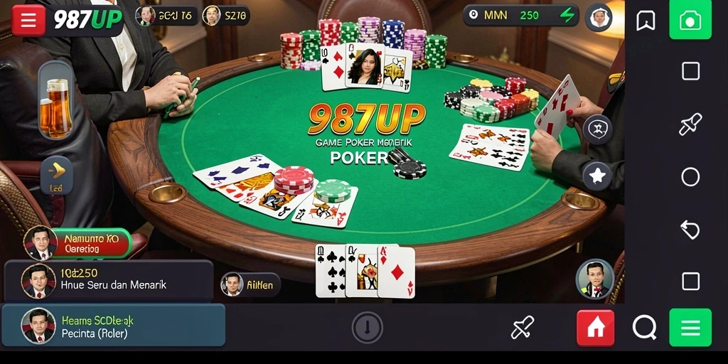 Tampilan gameplay Poker yang menegangkan di 987UP.
