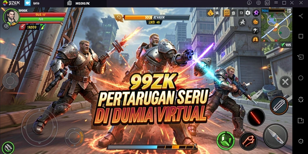 Screenshot menunjukkan pertarungan seru antar karakter di 99ZK.