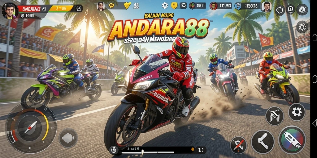 Gameplay seru balapan motor dengan grafik memukau.