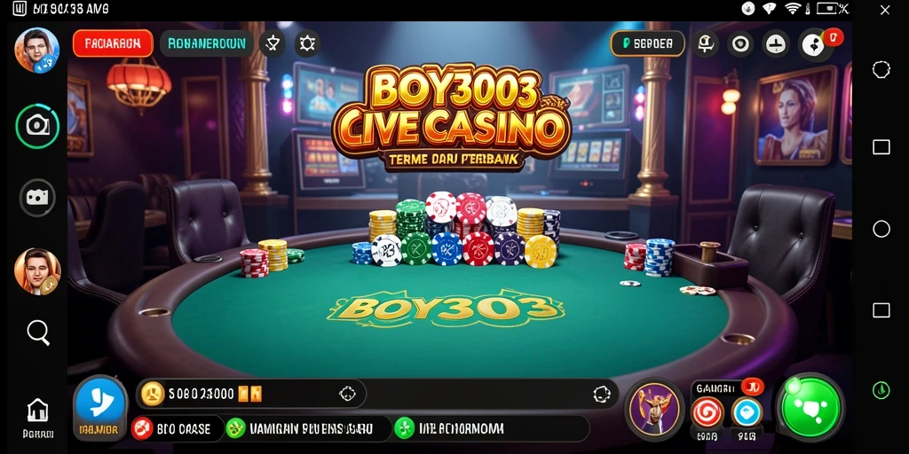 Screenshot gameplay Live Casino dari BOY303 yang menampilkan dealer langsung.