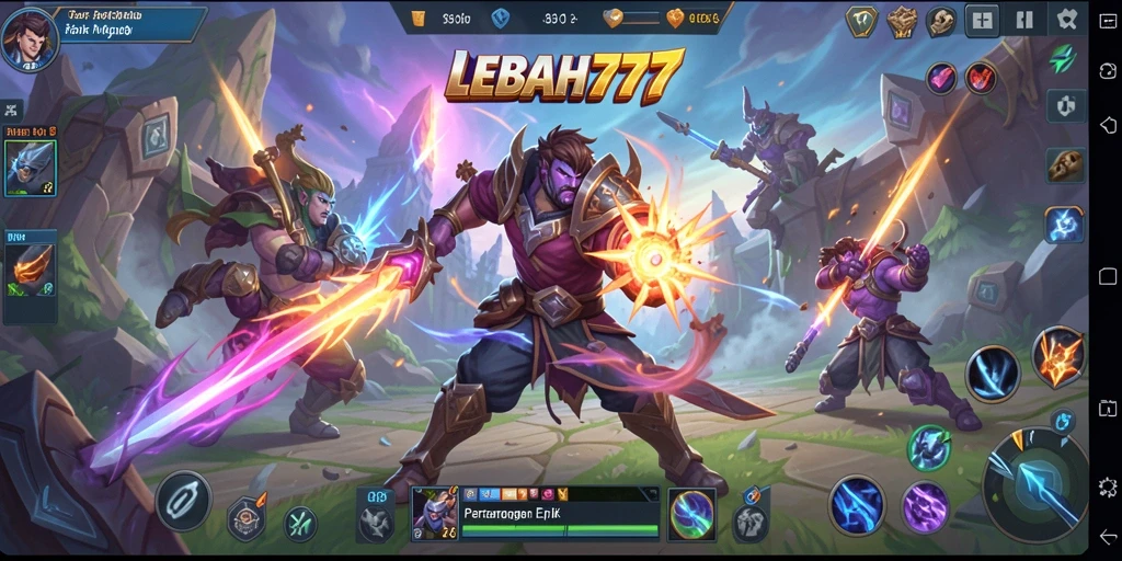 Tampilan seru dari gameplay MOBA di LEBAH777.