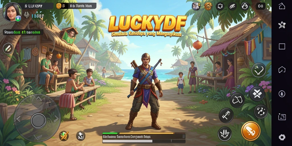 Tampilan gameplay menarik dari LUCKYDF dengan karakter dan aktivitas yang interaktif.