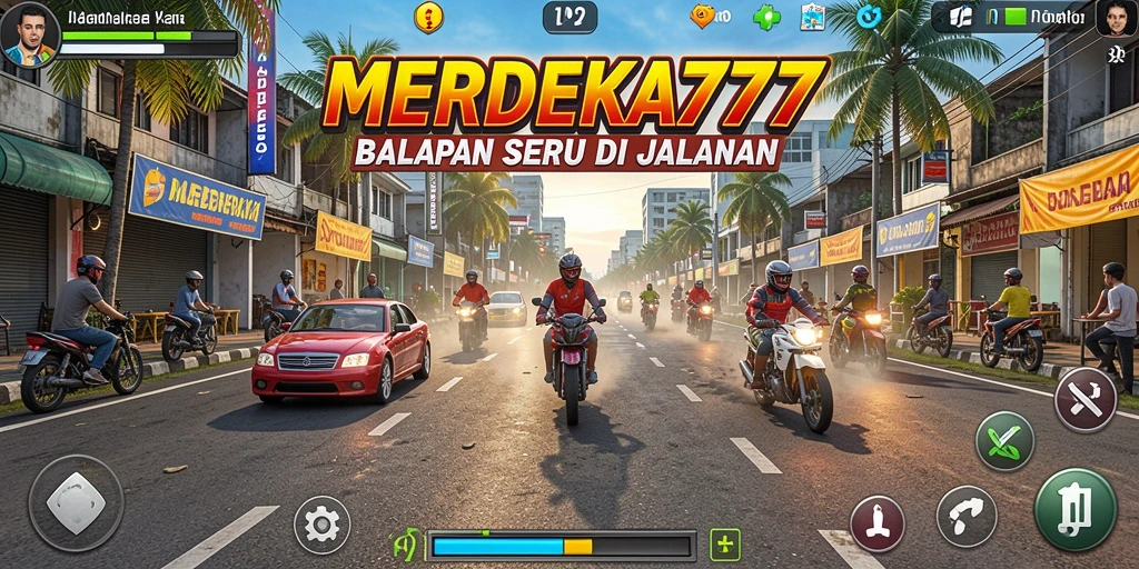 Tampilan gameplay balapan di MERDEKA777 yang seru dan menegangkan.