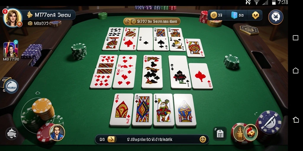 Tampilan utama gameplay MT777 dengan suasana permainan domino yang menarik dan interaktif.