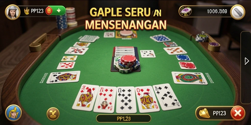Tampilan gameplay seru PP123 dalam permainan Gaple.