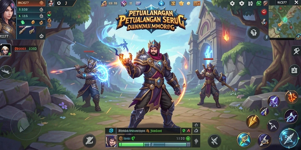 Menampilkan aksi seru dalam gameplay RICIS77 di dunia MMORPG.