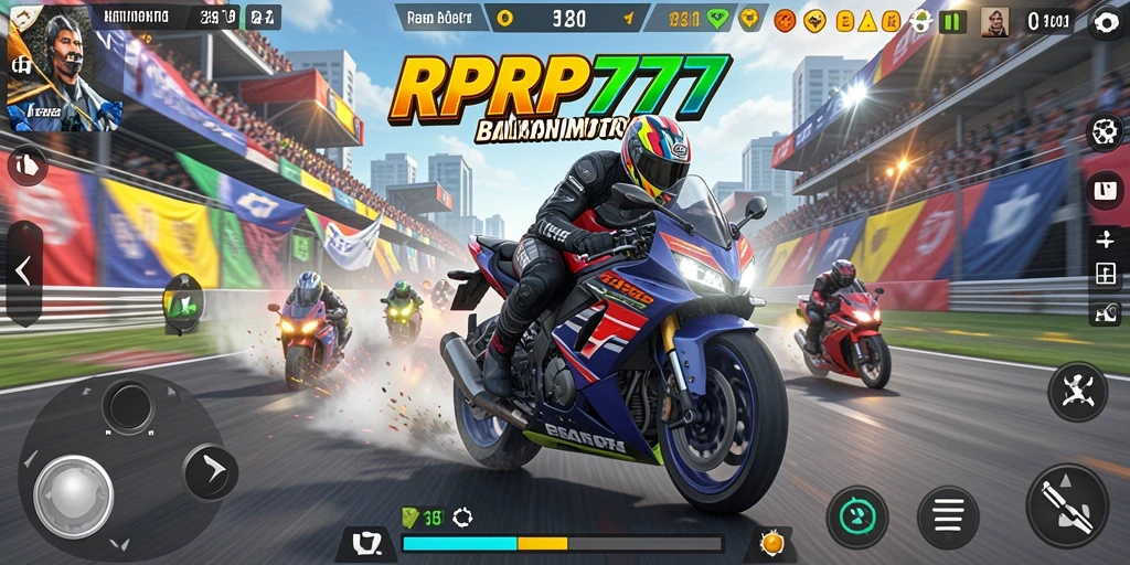 Tampilan mendebarkan dari gameplay balapan motor RPRP777.
