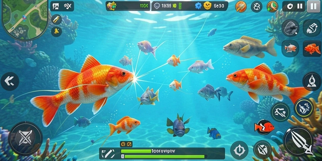 Tampilan gameplay RPYYY yang penuh aksi saat menembak ikan.