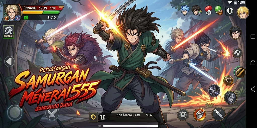 Screenshot gameplay kaya warna dan aksi menegangkan dari SAMURAI555.