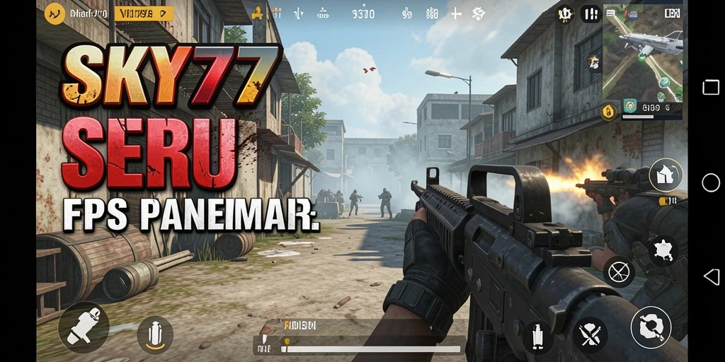 Screenshot menunjukkan aksi mendebarkan dalam gameplay FPS SKY77.