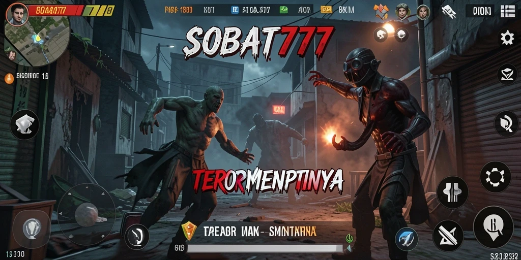 Screenshot utama SOBAT777 menampilkan suasana menyeramkan saat gameplay.