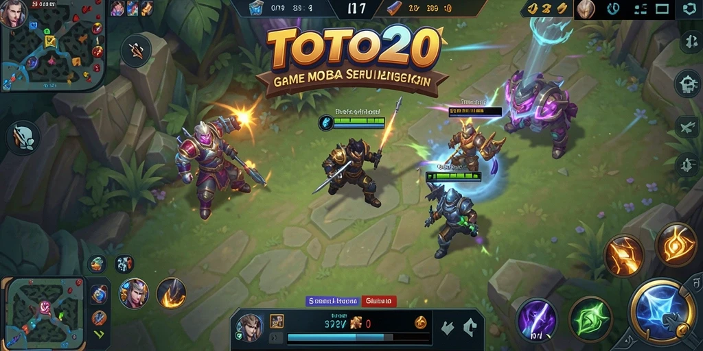 Tampilan gameplay seru dalam TOTO20 dengan aksi pertempuran MOBA.