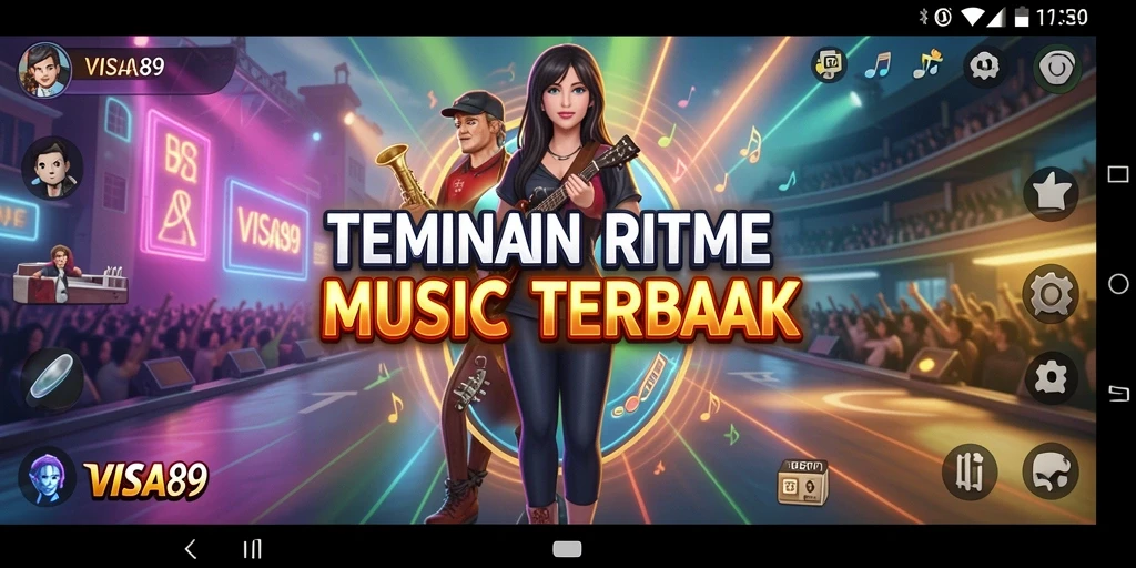 Tampilan gameplay VISA89 dengan tantangan musik yang seru.